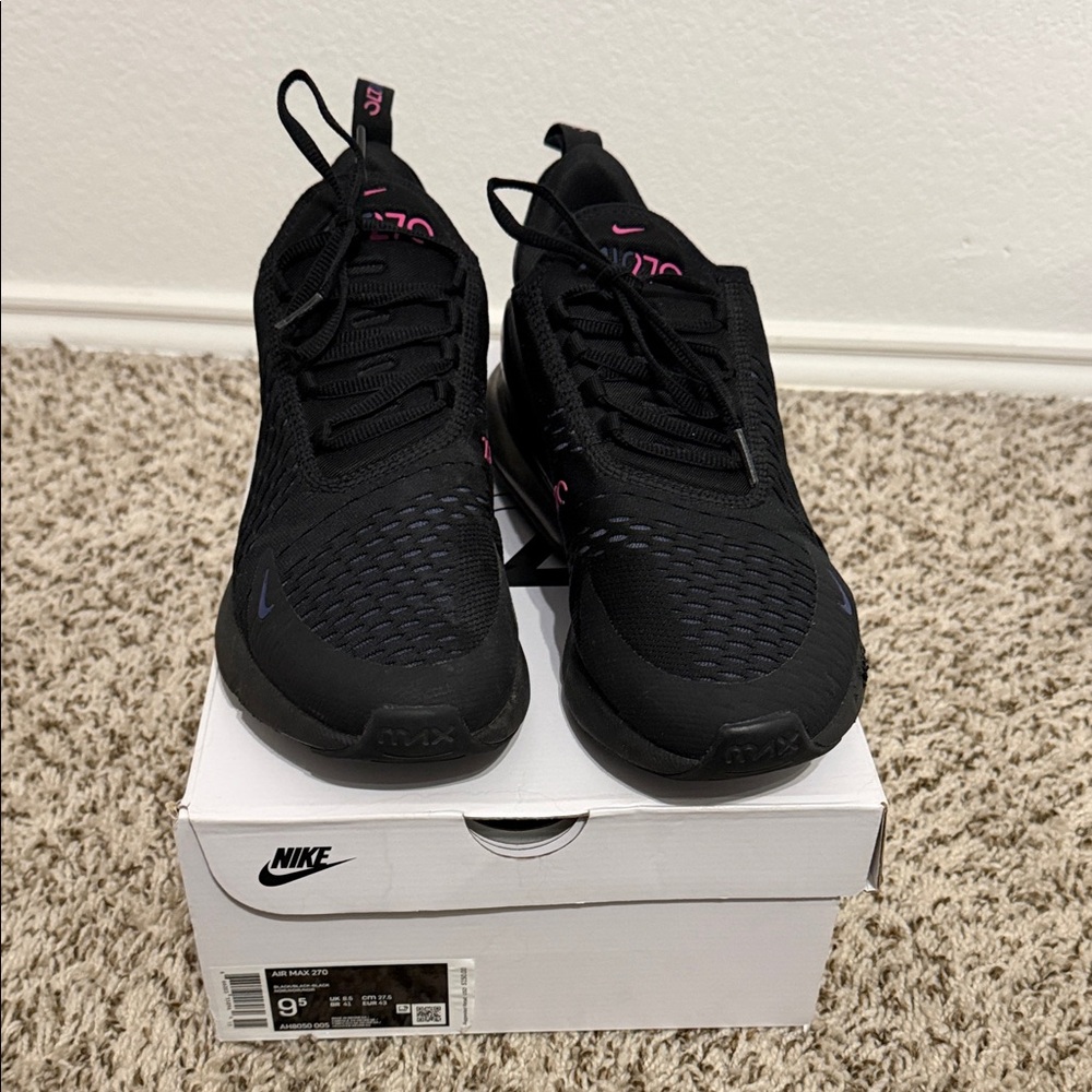 Nike Black Sneakers with Pink Logo Details